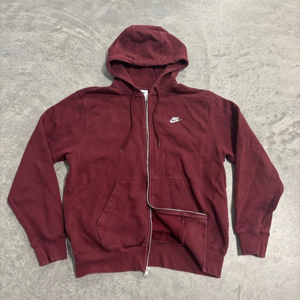 Nike Burgundy Zip Up Hoodie Womens Small Full Zip Sweatshirt